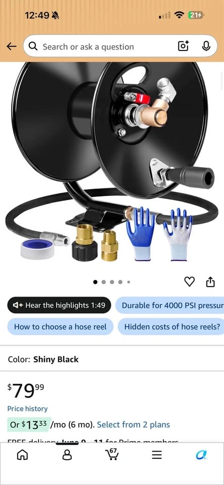 50ft Flexzilla Hose + Heavy-Duty Hose Reel