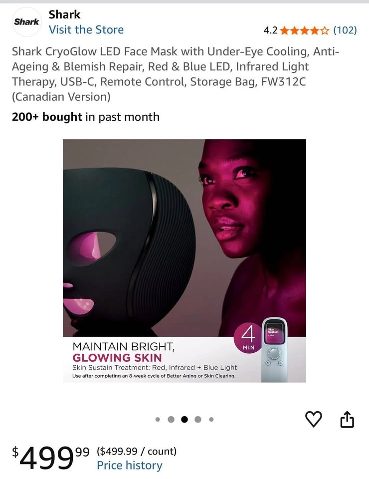 Brand New Shark CryoGlow LED Face Mask - Sealed - photo 5