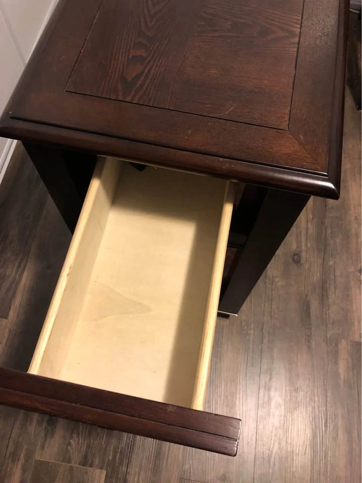 Vintage Cherry Wood Dark Brown Nightstand - photo 4