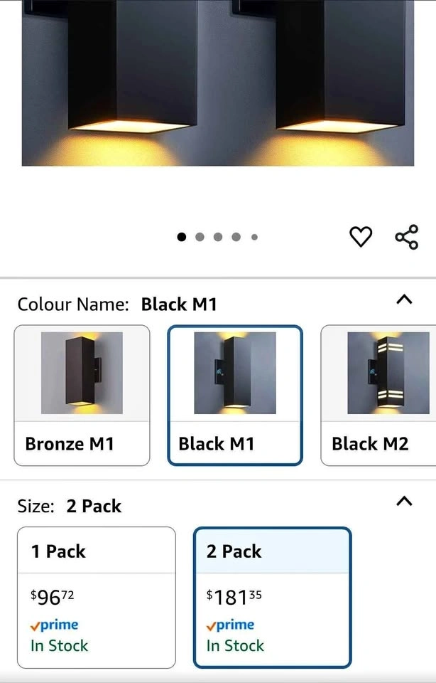 NEW - Outdoor Wall Lights with Dusk to Dawn Sensor 2 Pack