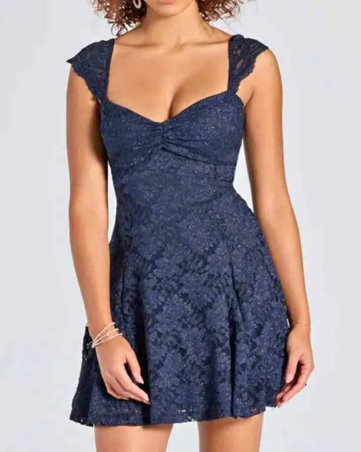 Sparkly blue mini dress thumbnail