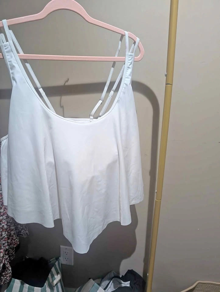 White Ruffle Swimsuit Top Size 4XL