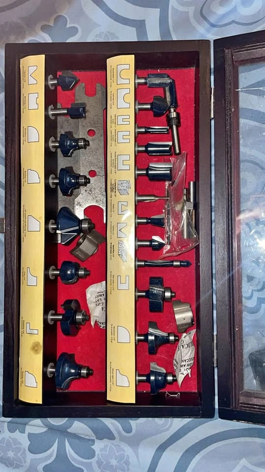 24-Piece Carbide Router Bit Set with Wooden Case