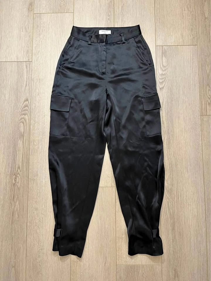 BABATON Black Satin Cargo Pants - Size 00