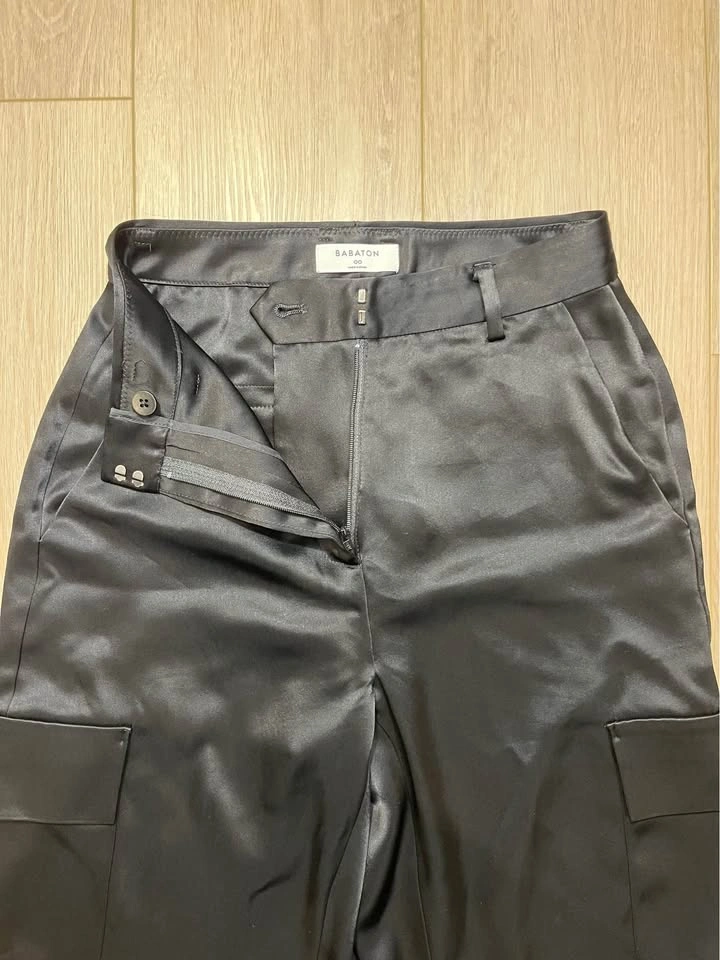 BABATON Black Satin Cargo Pants - Size 00 - photo 3