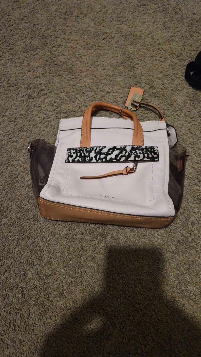 COACH Bleecker Riley Tote / Crossbody – White & Tan Leather