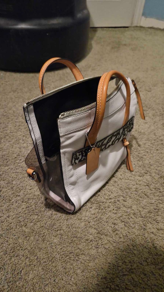 COACH Bleecker Riley Tote / Crossbody – White & Tan Leather - photo 3
