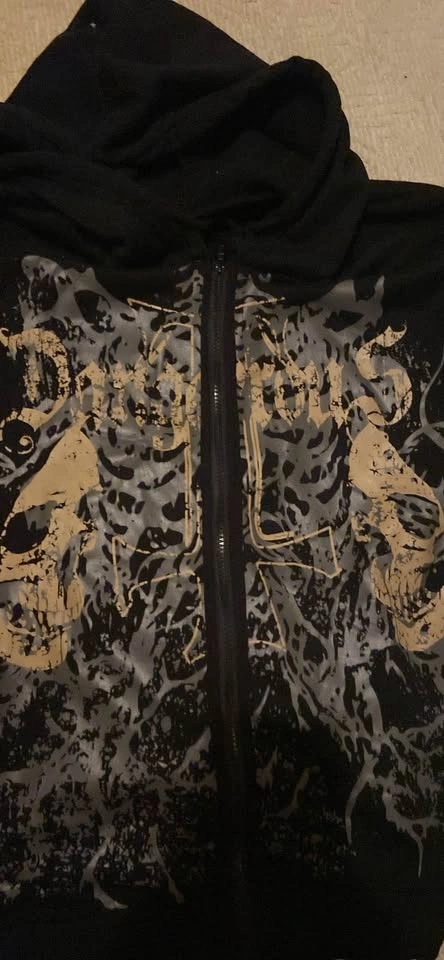 Emo 2000s skull zip-up hoodie - photo 3