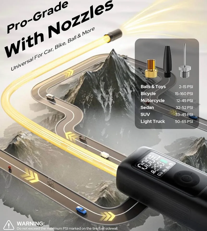 Tire Inflator Portable Air Compressor - Air Pump for Car Tires image indicator(5)