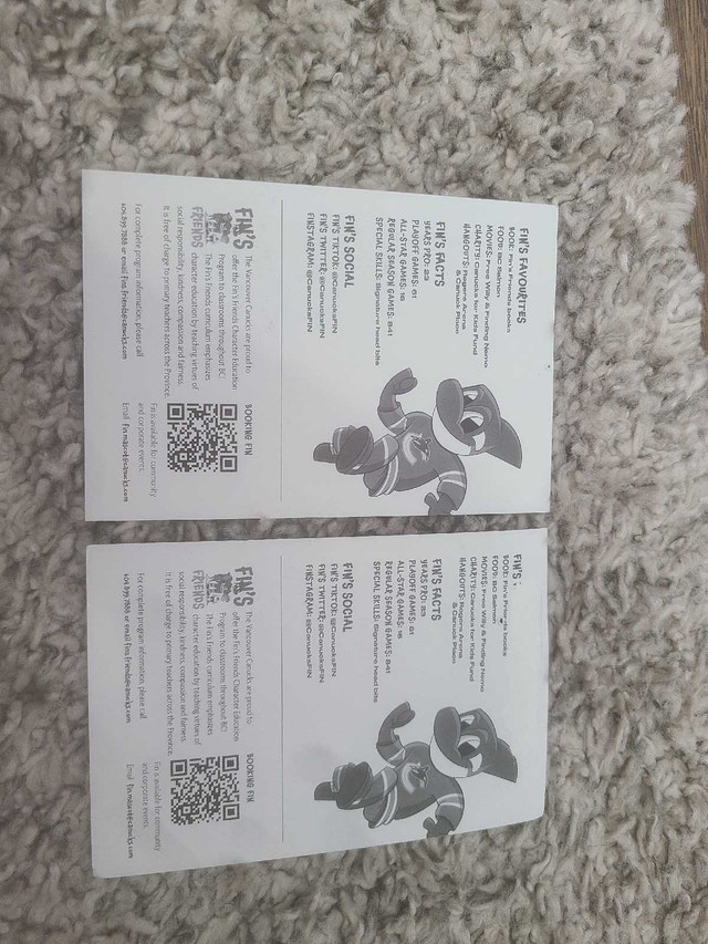Vancouver Canucks Fin Mascot Autographed Cards - photo 3