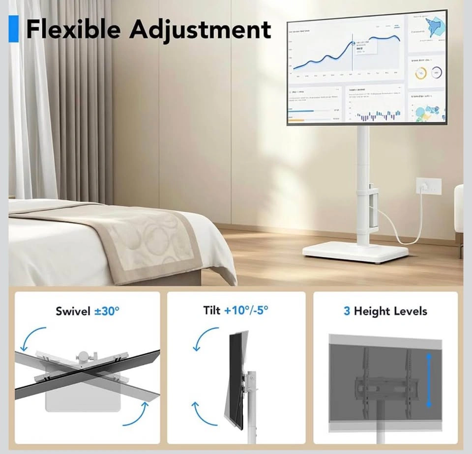 Floor TV Stand with Power Outlet for 26-55" TVs (White) - photo 3