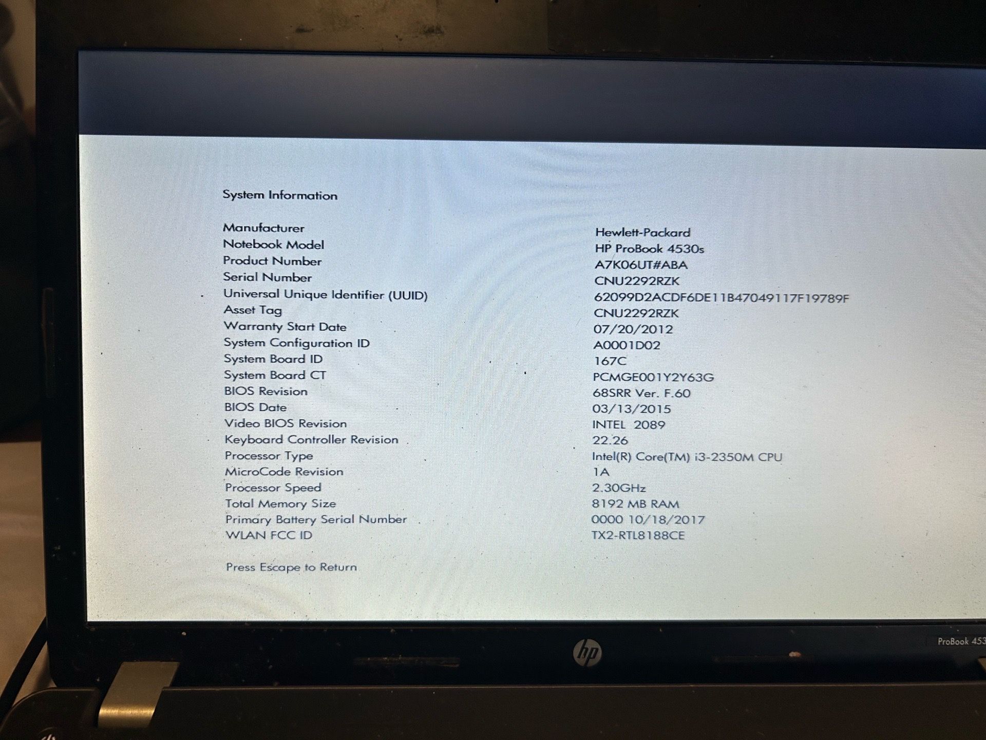 laptop HP 4530s $60 OBO - photo 3