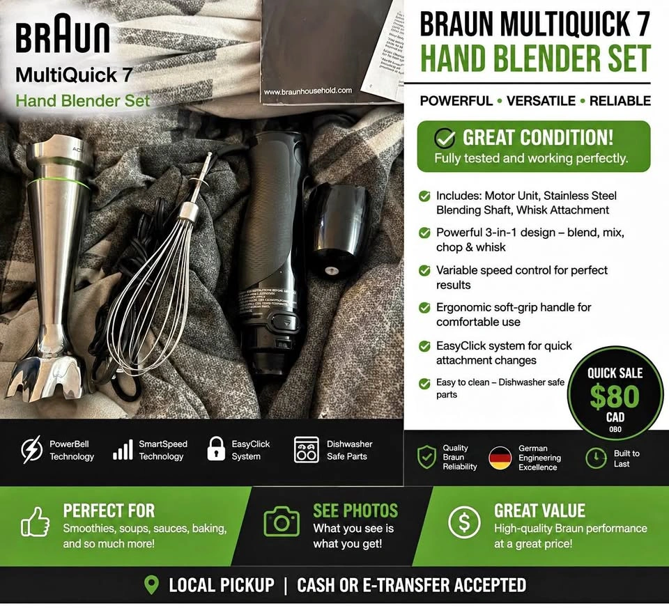 Braun MultiQuick 7 Hand Blender Set • Excellent Condition