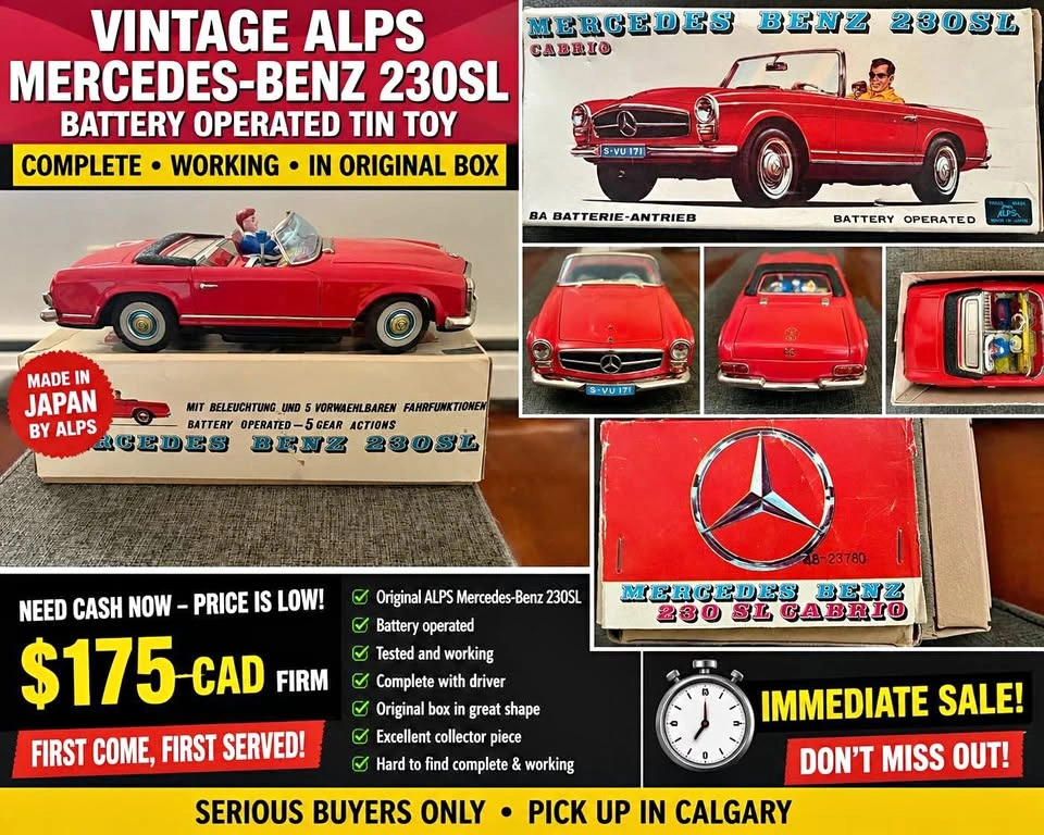 Vintage ALPS Mercedes-Benz 230SL Cabrio - Complete & Working