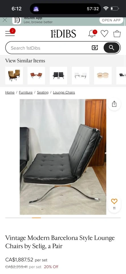 GENUINE LEATHER VINTAGE BARCELONA STYLE CHAIR BY SELIG! - photo 5