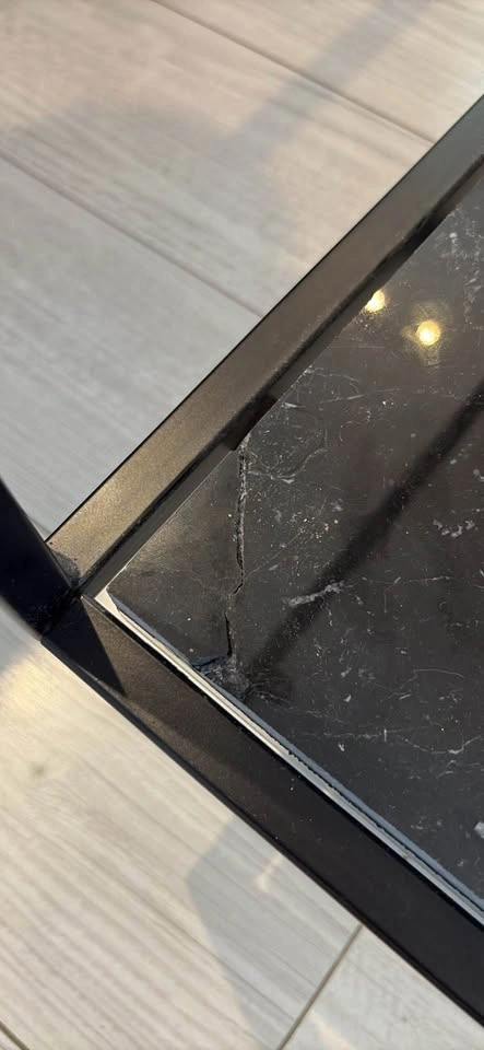 MODERN BLACK MARBLE AND GLASS SIDE TABLE! - photo 3