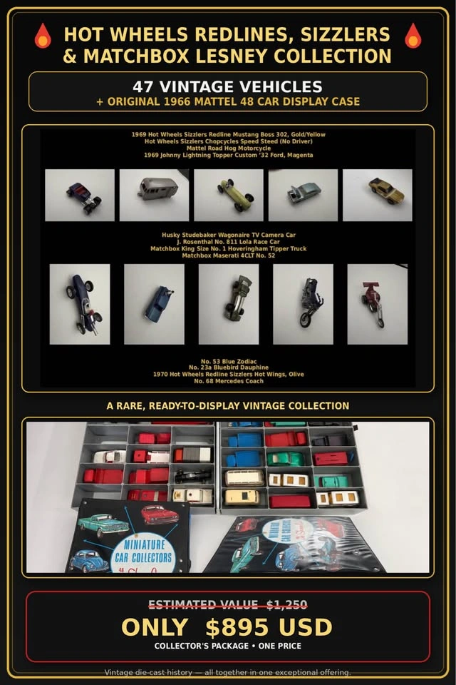 47 Vintage Diecast Vehicles: Hot Wheels, Matchbox & Case - photo 2