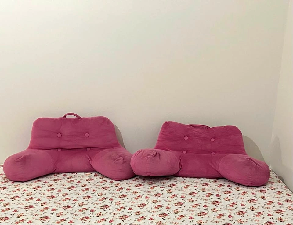 Set of 2 Pink Backrest Reading Pillows