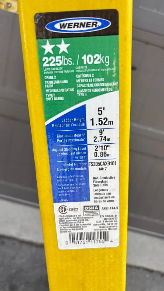 Werner 5 ft fibreglass stepladder - photo 3