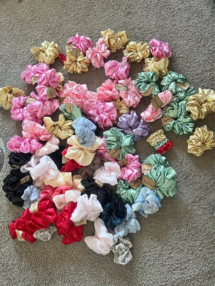 Bulk - Lot of Handmade Satin Hair Scrunchies