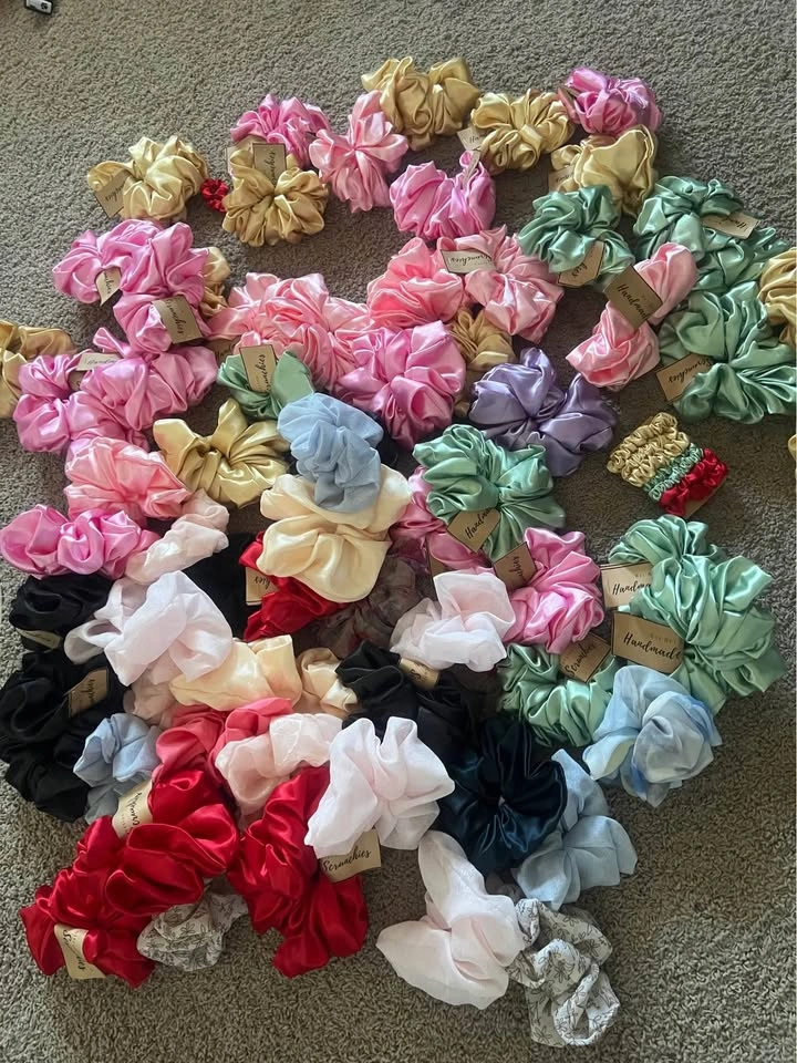 Bulk - Lot of Handmade Satin Hair Scrunchies - photo 2