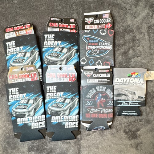 NASCAR 2-Sided Flip Can Cooler Koozies Lot of 7