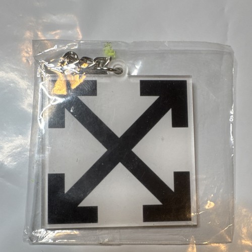 Custom Off White Logo Square Key Chain Metal Plastic Key Ring
