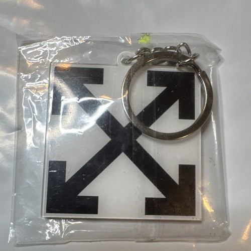 Custom Off White Logo Square Key Chain Metal Plastic Key Ring - photo 2