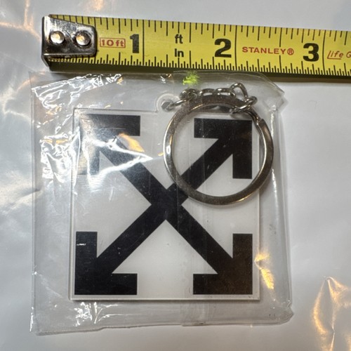 Custom Off White Logo Square Key Chain Metal Plastic Key Ring - photo 3