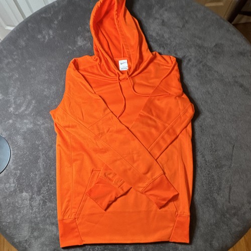 Nike Solid Hooded Fleece Pullover Hoodie Orange S