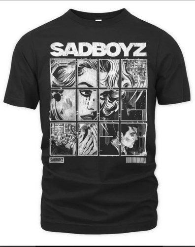 Sadboyz Men's Black Graphic Comic Print T-Shirt XL
