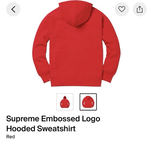 Supreme Embossed Logo Hooded Fleece Sweatshirt FW17 Red XL - photo 2