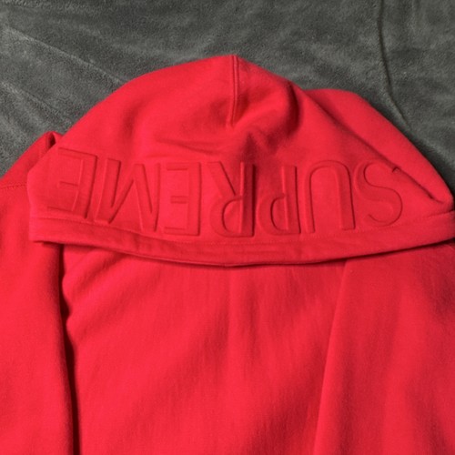 Supreme Embossed Logo Hooded Fleece Sweatshirt FW17 Red XL - photo 4