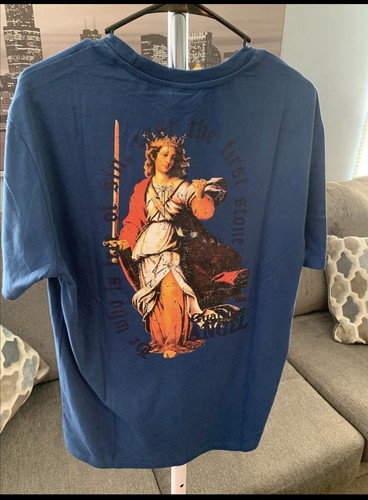 Genuine label graphic Print T-Shirt 'Lord Forgive Me’ Size Large