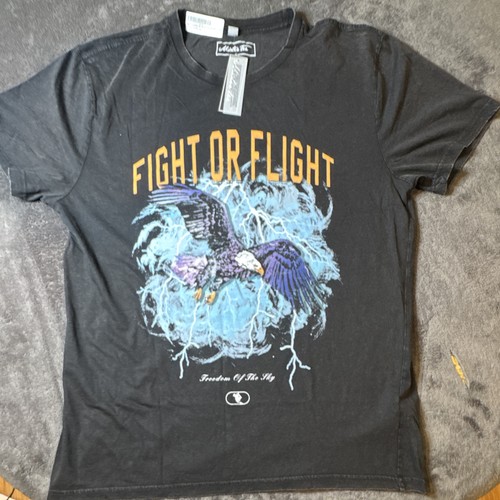 Mister Tee Fight or Flight Eagle Graphic Print Black T-Shirt XL