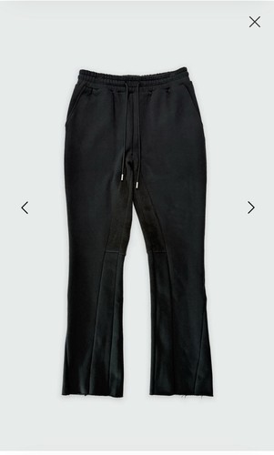 ANANKE Men's fleece flared sweatpants Black XL Drawstring Waist