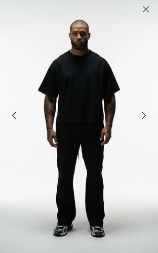 ANANKE Men's fleece flared sweatpants Black XL Drawstring Waist - photo 2