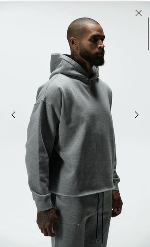ANANKE Hooded Fleece Pullover Hoodie Gray Raw Hem XL - photo 2