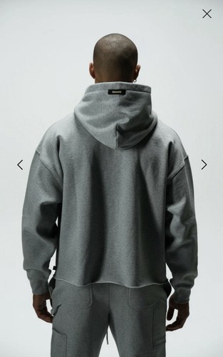 ANANKE Hooded Fleece Pullover Hoodie Gray Raw Hem XL - photo 3