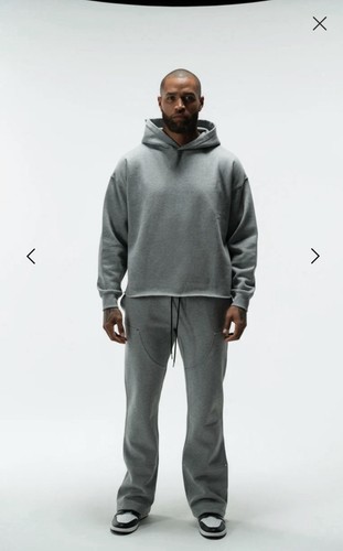 ANANKE Hooded Fleece Pullover Hoodie Gray Raw Hem XL - photo 4