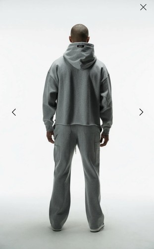 ANANKE Hooded Fleece Pullover Hoodie Gray Raw Hem XL - photo 5