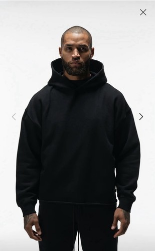 ANANKE Logo Hooded Fleece Pullover Raw Hem Sweatshirt Black XL - photo 2