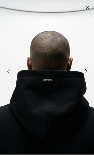ANANKE Logo Hooded Fleece Pullover Raw Hem Sweatshirt Black XL - photo 3