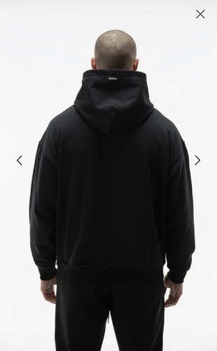 ANANKE Logo Hooded Fleece Pullover Raw Hem Sweatshirt Black XL - photo 4