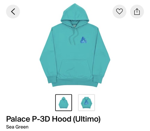 Palace P-3D Hood Logo Graphic Print Hooded Fleece Sweatshirt Gre - photo 2