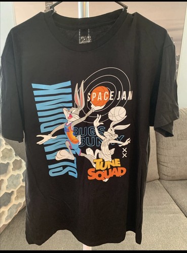 Space Jam Men's Black Graphic Print Bugs Bunny T-Shirt Large
