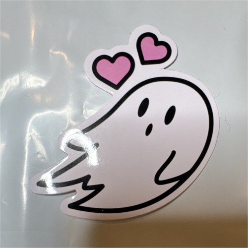 Ghost Hearts Vinyl Sticker White/Pink/Black 2.5in