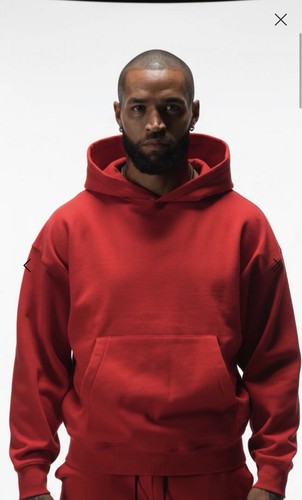 ANANKE Logo Hooded Cotton Pullover Sweatshirt Red XL