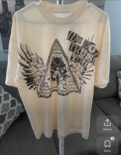 Men's Cream ‘We Do Not Trust You' Metro Boomin T-shirt Large