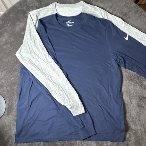 Nike Men's XL 2-Pack Long Sleeve T-Shirts (Navy/Gray)